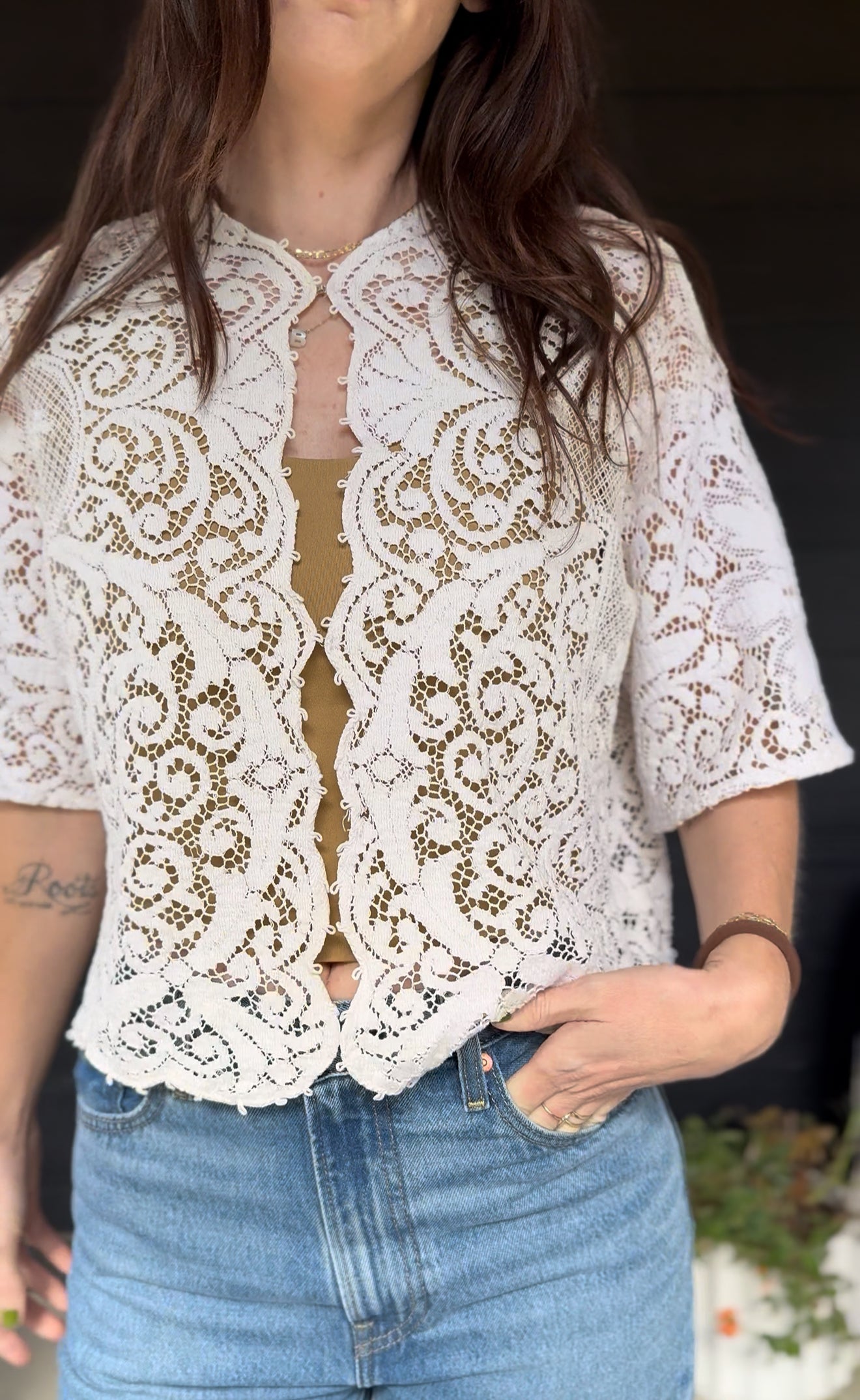 Signature Handmade Cotton Lace Short Sleeve button up